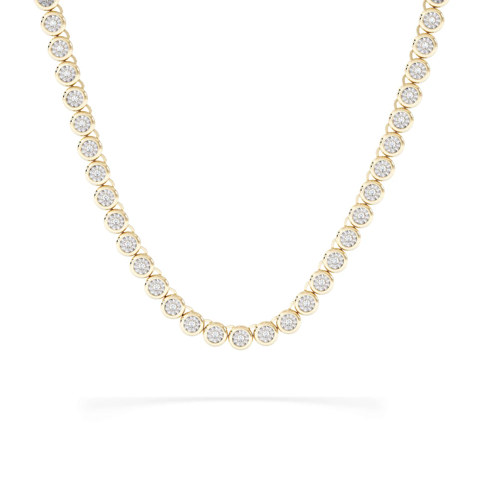 1.00ct Lab Diamond Bezel Tennis Necklace in 18K Gold Vermeil