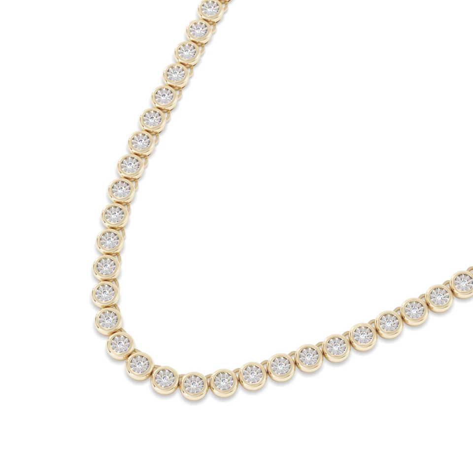 1.00ct Lab Diamond Bezel Tennis Necklace in 18K Gold Vermeil