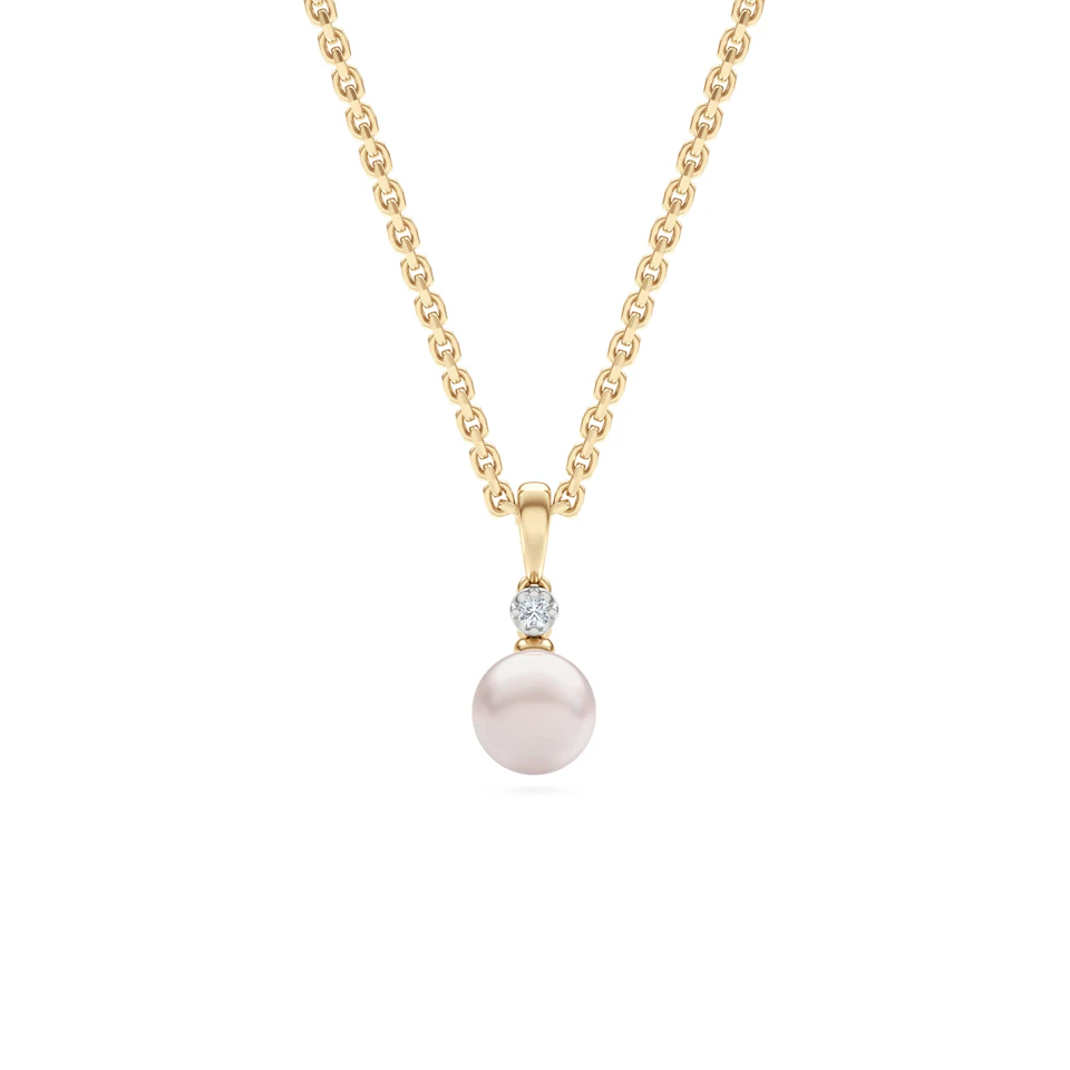 Eden 3.15ct Round Pearl and Lab Diamond Solitaire Pendant Necklace in 18K Gold Vermeil