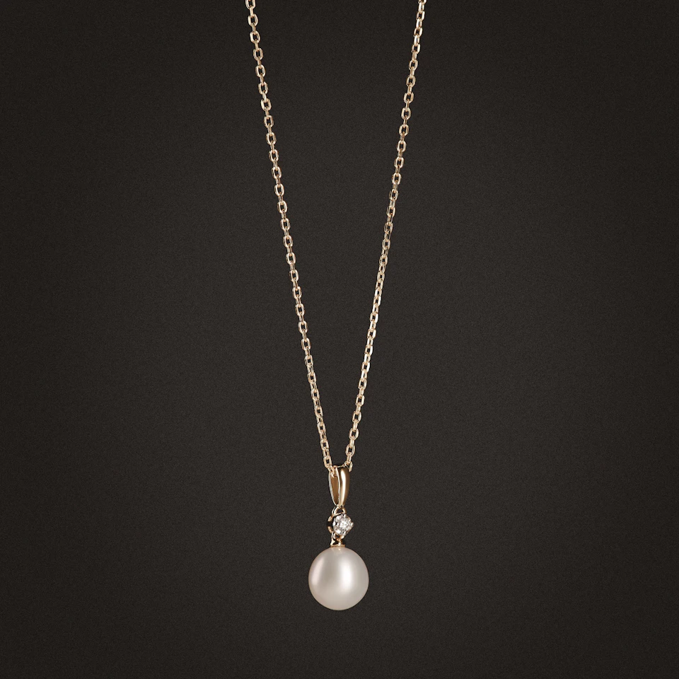 Eden 3.15ct Round Pearl and Lab Diamond Solitaire Pendant Necklace in 18K Gold Vermeil