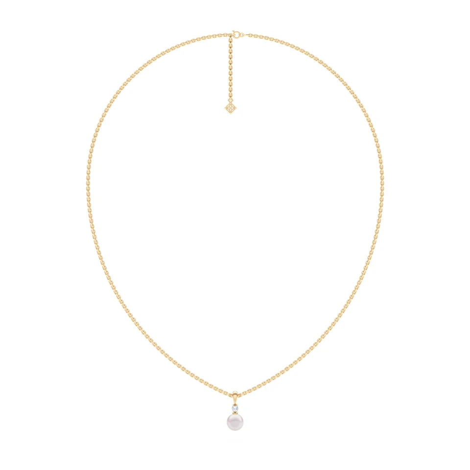 Eden 3.15ct Round Pearl and Lab Diamond Solitaire Pendant Necklace in 18K Gold Vermeil