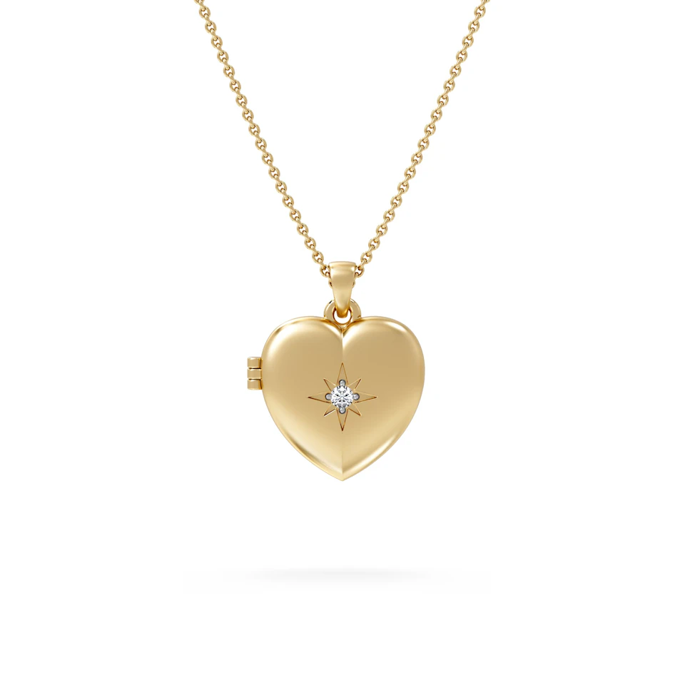Keepsake 0.06ct Lab Diamond Round Heart Pendant Necklace in 18K Gold Vermeil