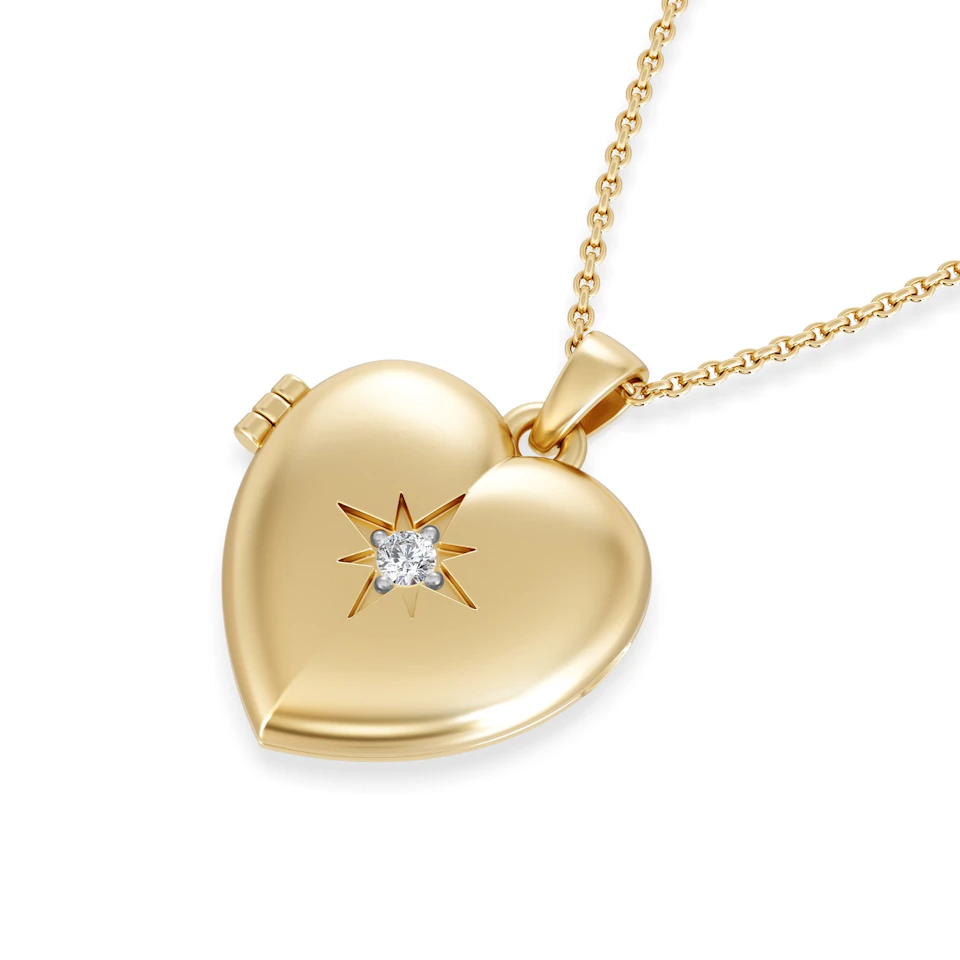 Keepsake 0.06ct Lab Diamond Round Heart Pendant Necklace in 18K Gold Vermeil