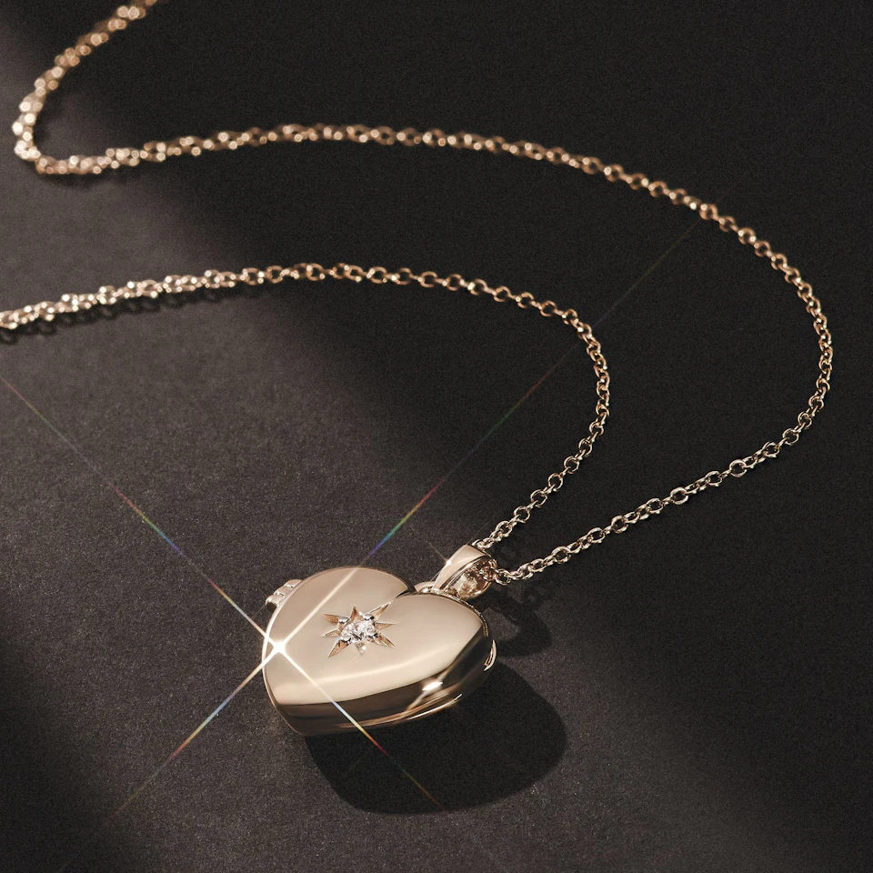 Keepsake 0.06ct Lab Diamond Round Heart Pendant Necklace in 18K Gold Vermeil