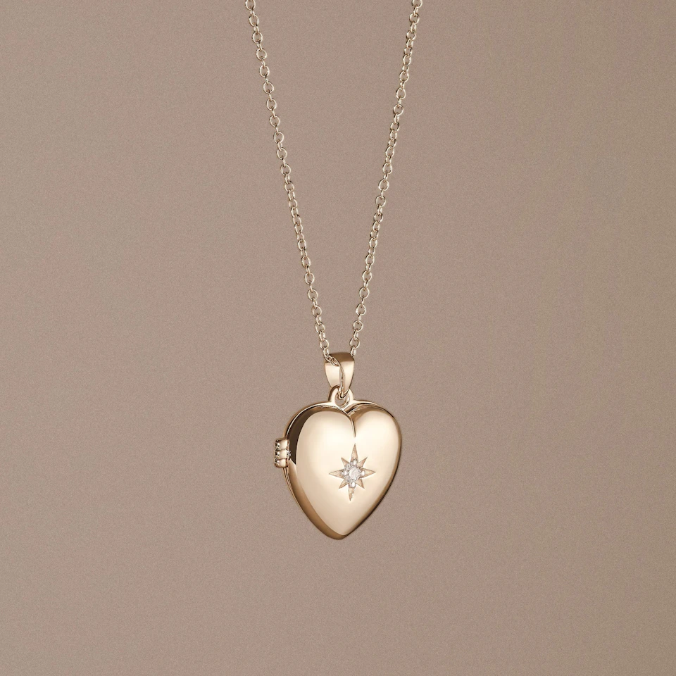Keepsake 0.06ct Lab Diamond Round Heart Pendant Necklace in 18K Gold Vermeil