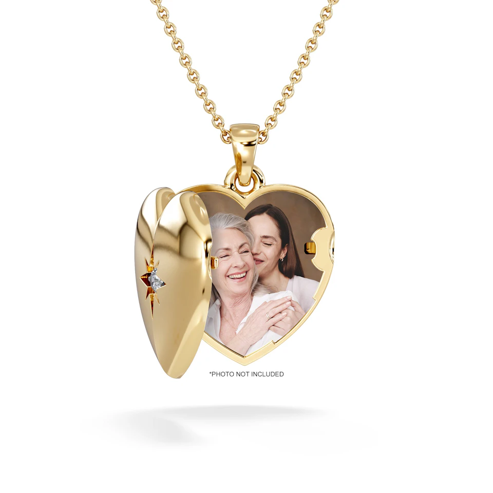 Keepsake 0.06ct Lab Diamond Round Heart Pendant Necklace in 18K Gold Vermeil