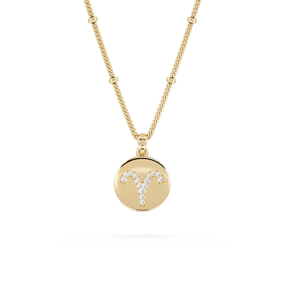 Astrology Aries 0.07ct Lab Grown Diamond Medallion Pendant Necklace in 18K Gold Vermeil