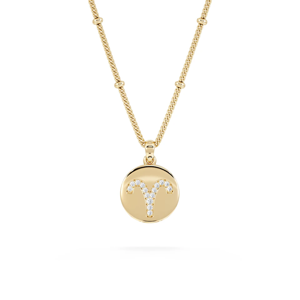 Astrology Aries 0.07ct Lab Grown Diamond Medallion Pendant Necklace in 18K Gold Vermeil