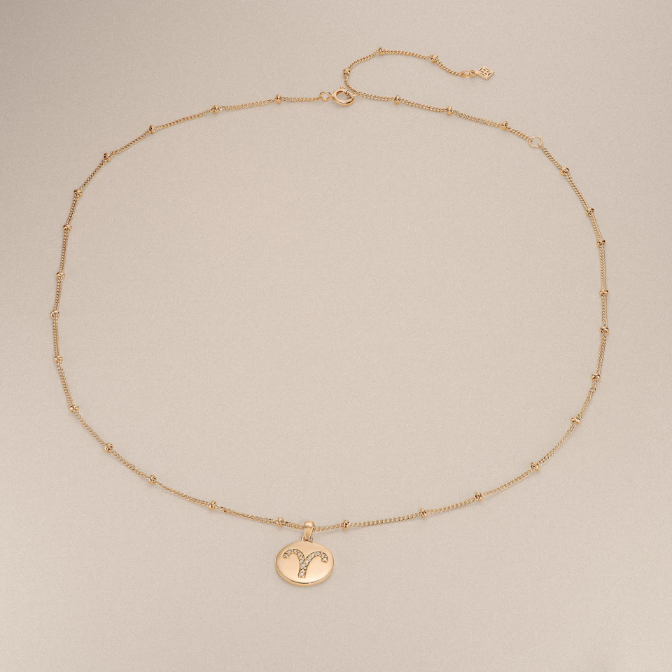 Astrology Aries 0.07ct Lab Grown Diamond Medallion Pendant Necklace in 18K Gold Vermeil