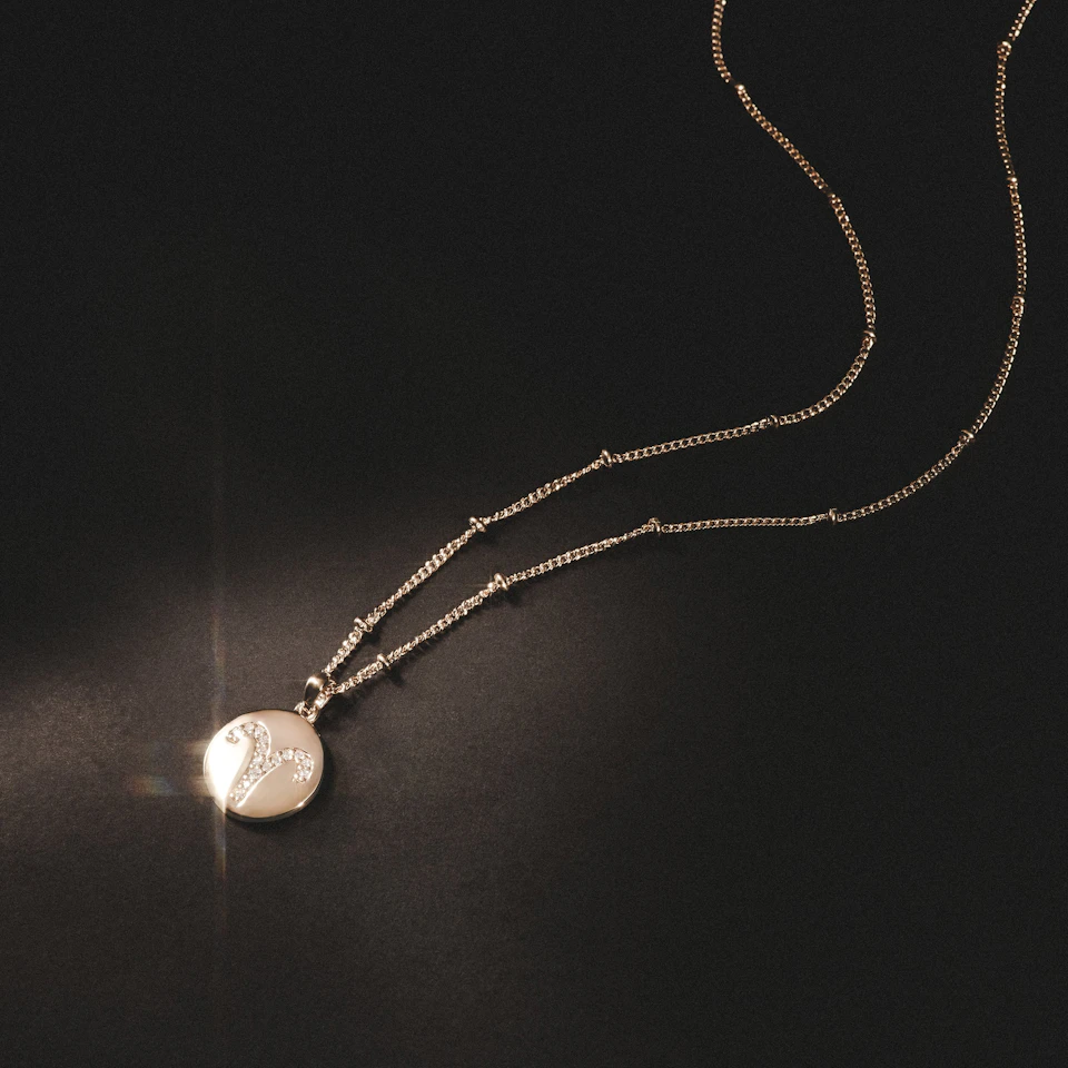 Astrology Aries 0.07ct Lab Grown Diamond Medallion Pendant Necklace in 18K Gold Vermeil
