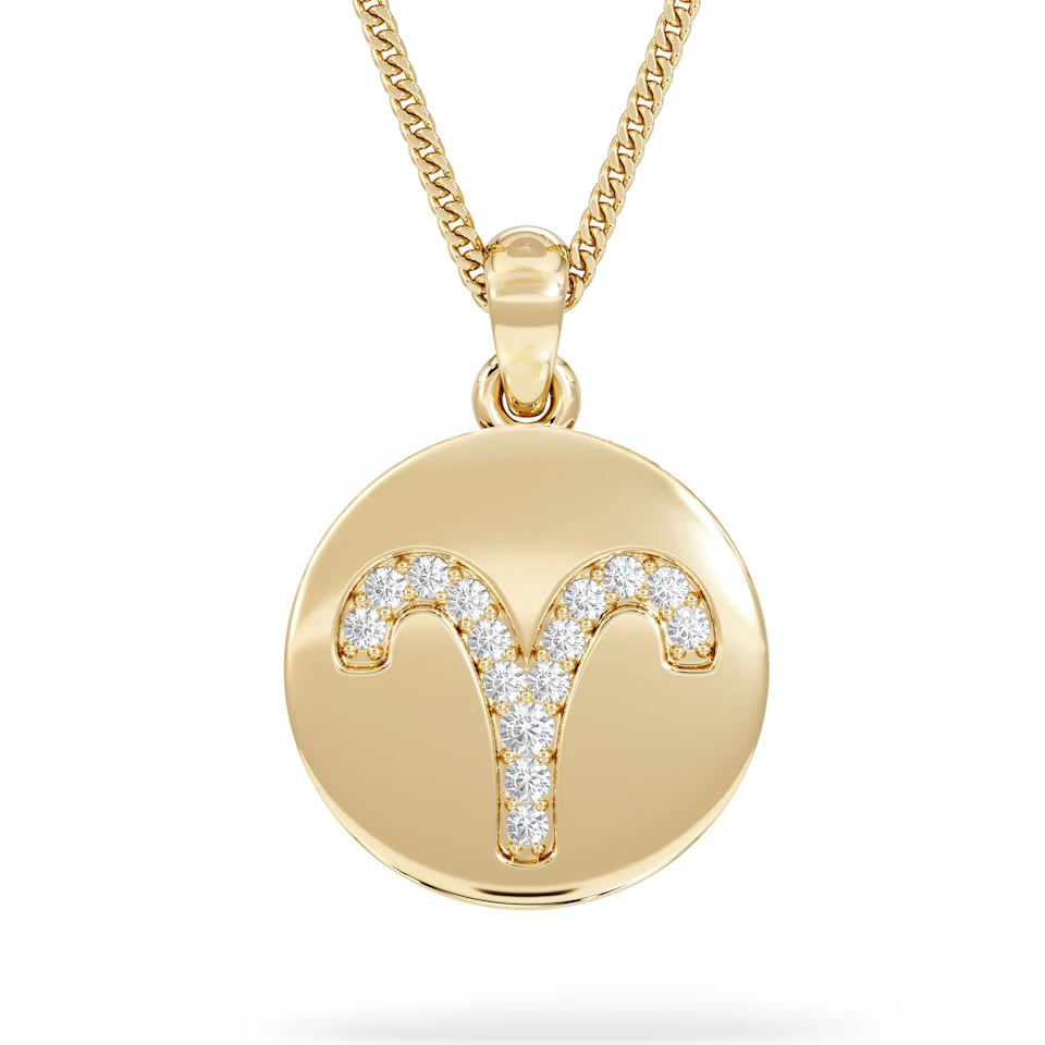 Astrology Aries 0.07ct Lab Grown Diamond Medallion Pendant Necklace in 18K Gold Vermeil