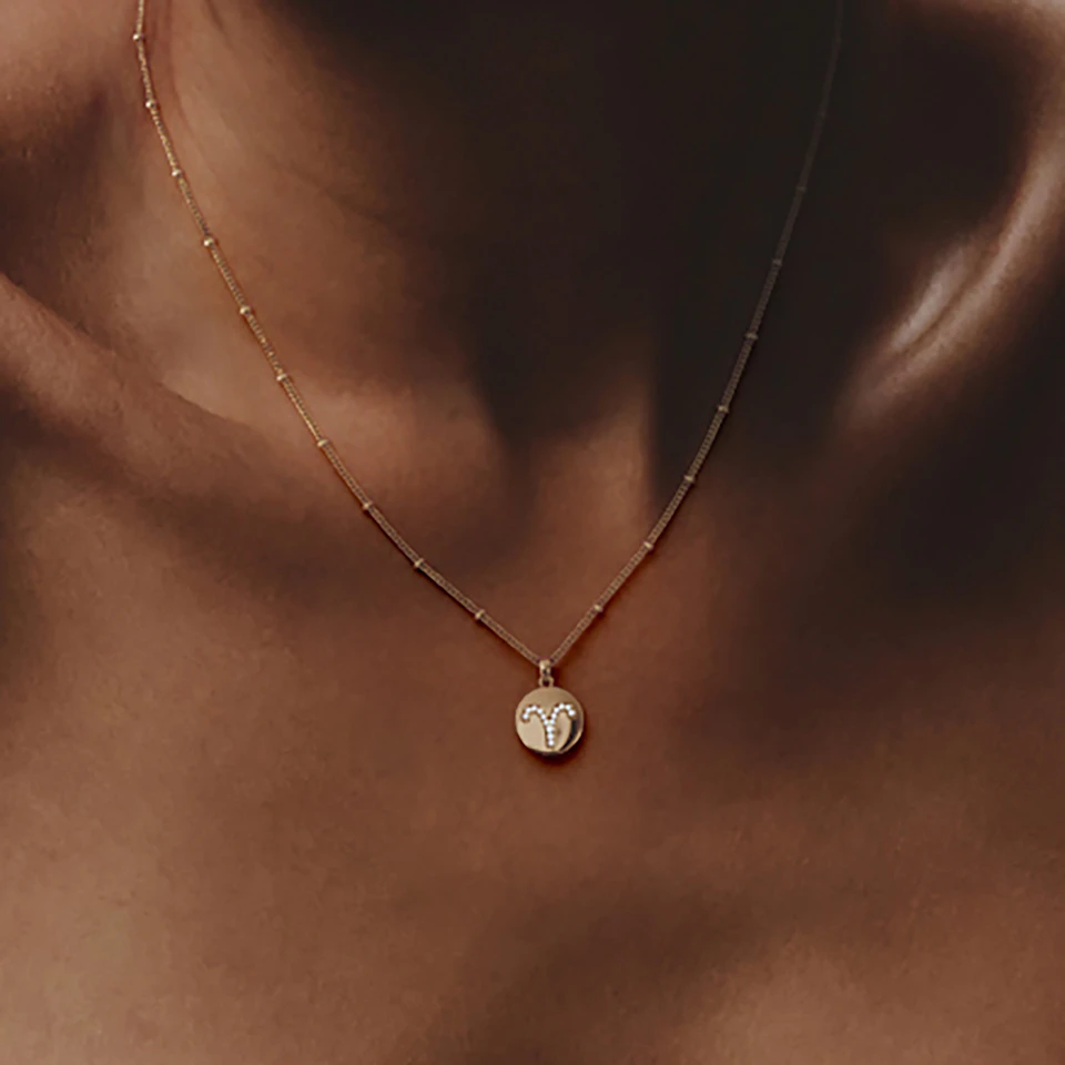 Astrology Aries 0.07ct Lab Grown Diamond Medallion Pendant Necklace in 18K Gold Vermeil