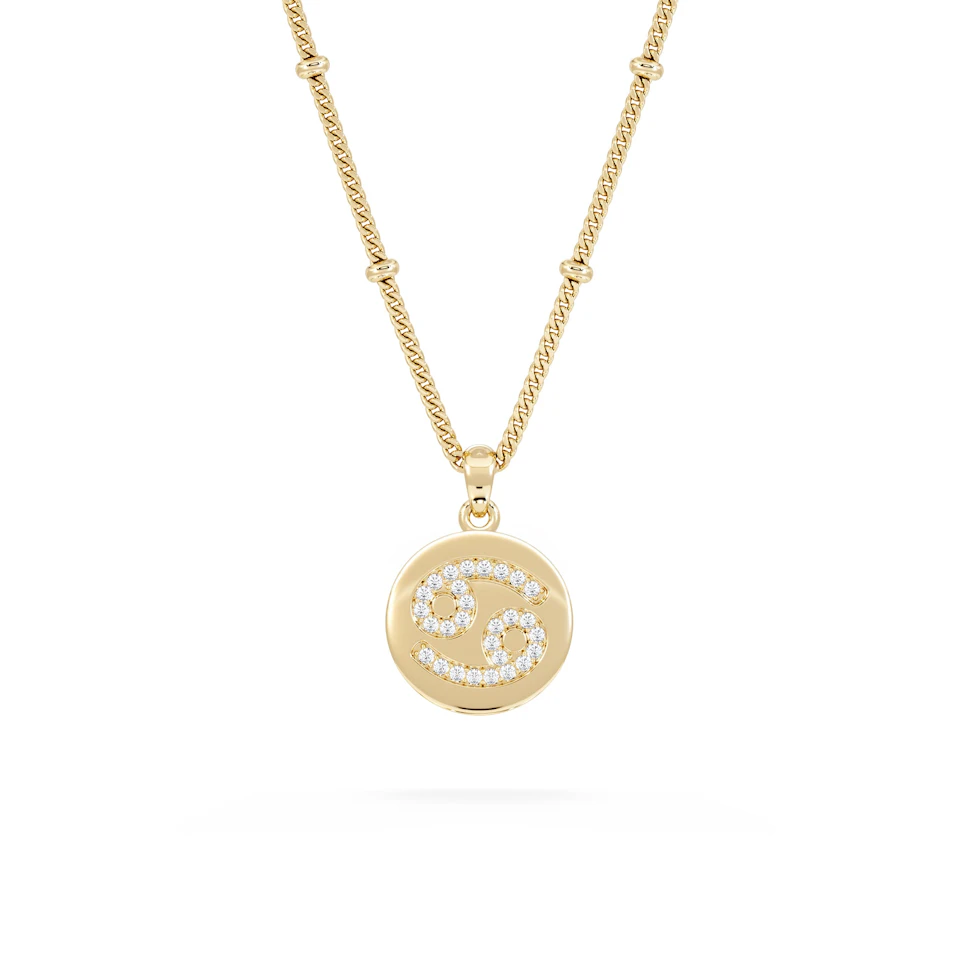 Astrology Cancer 0.07ct Lab Grown Diamond Medallion Pendant Necklace in 18K Gold Vermeil