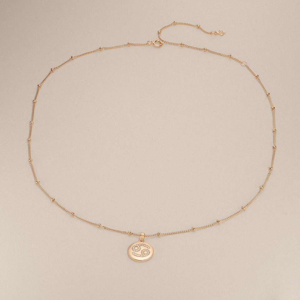 Astrology Cancer 0.07ct Lab Grown Diamond Medallion Pendant Necklace in 18K Gold Vermeil