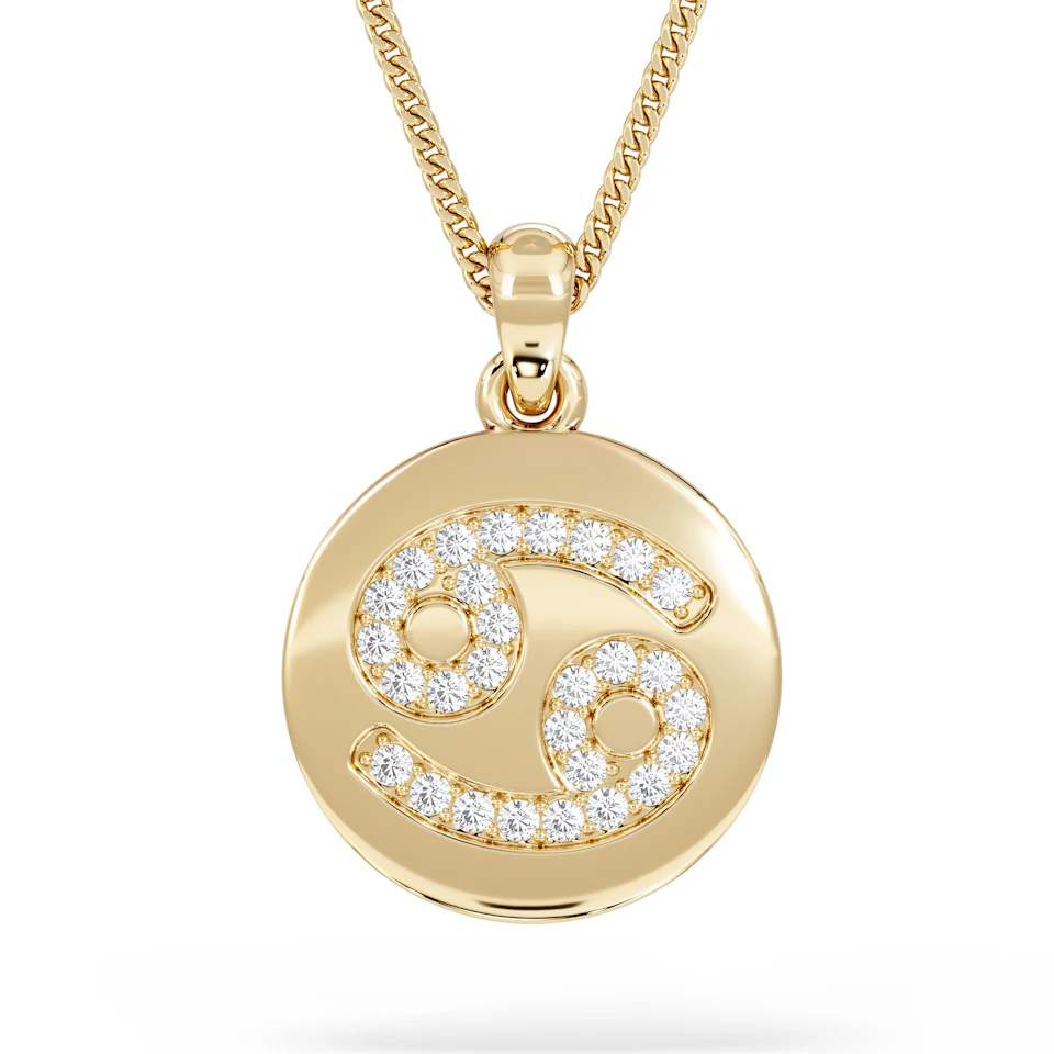 Astrology Cancer 0.07ct Lab Grown Diamond Medallion Pendant Necklace in 18K Gold Vermeil