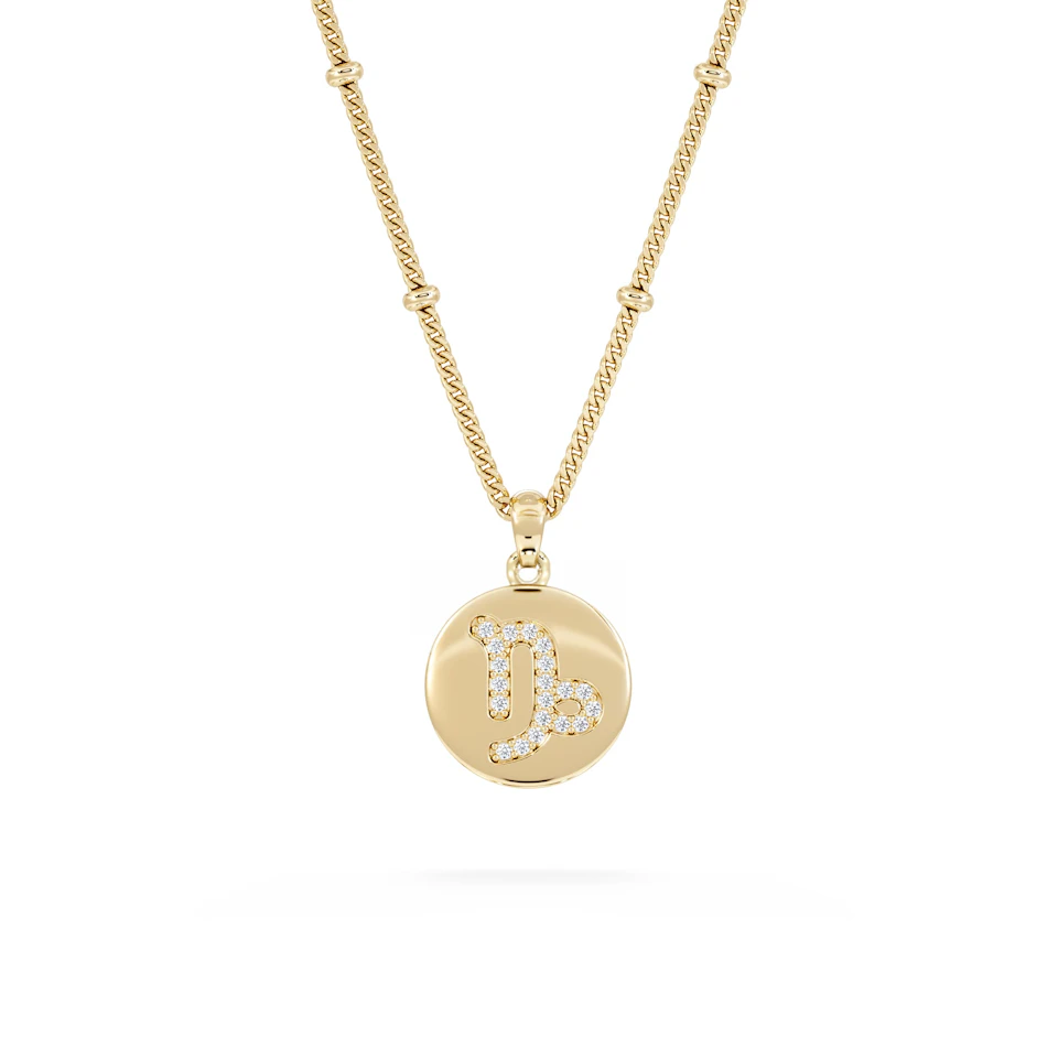 Astrology Capricorn 0.07ct Lab Grown Diamond Medallion Pendant Necklace in 18K Gold Vermeil