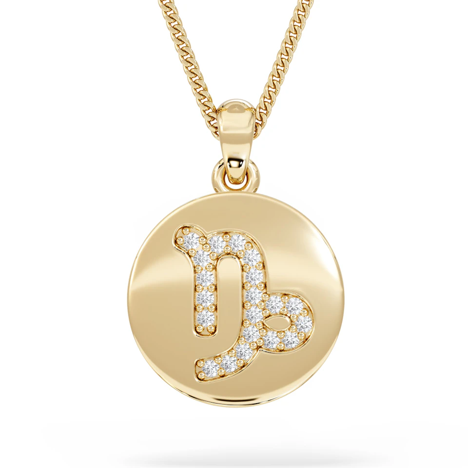 Astrology Capricorn 0.07ct Lab Grown Diamond Medallion Pendant Necklace in 18K Gold Vermeil