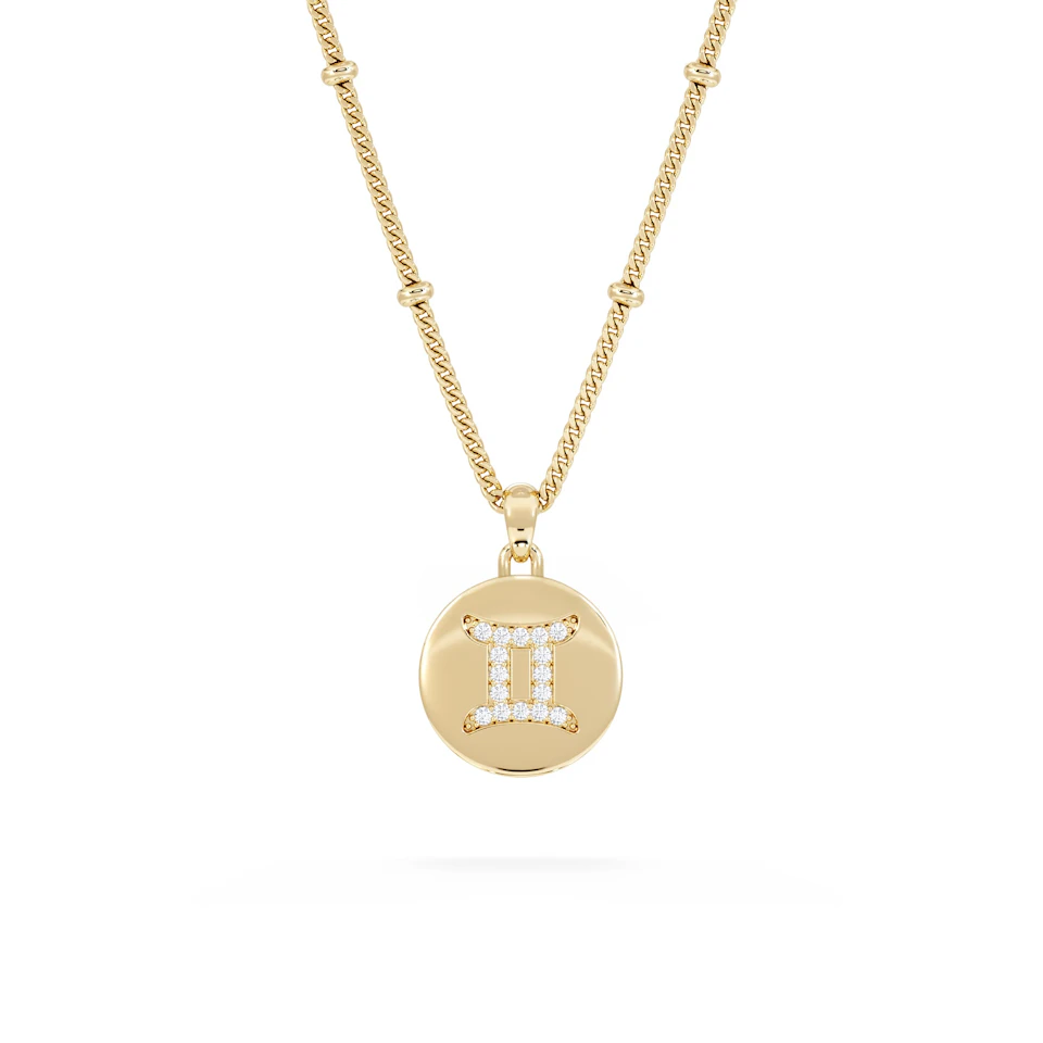Astrology Gemini 0.07ct Lab Grown Diamond Medallion Pendant Necklace in 18K Gold Vermeil