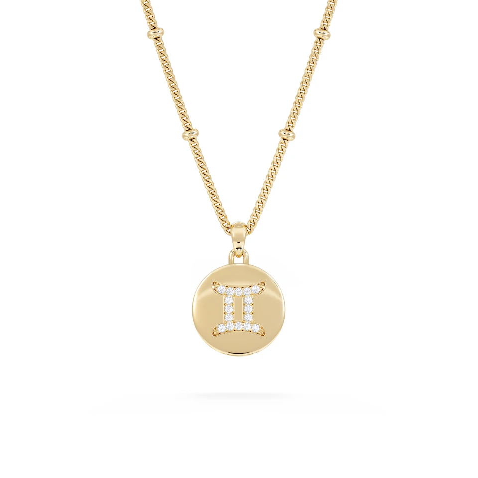 Astrology Gemini 0.07ct Lab Grown Diamond Medallion Pendant Necklace in 18K Gold Vermeil