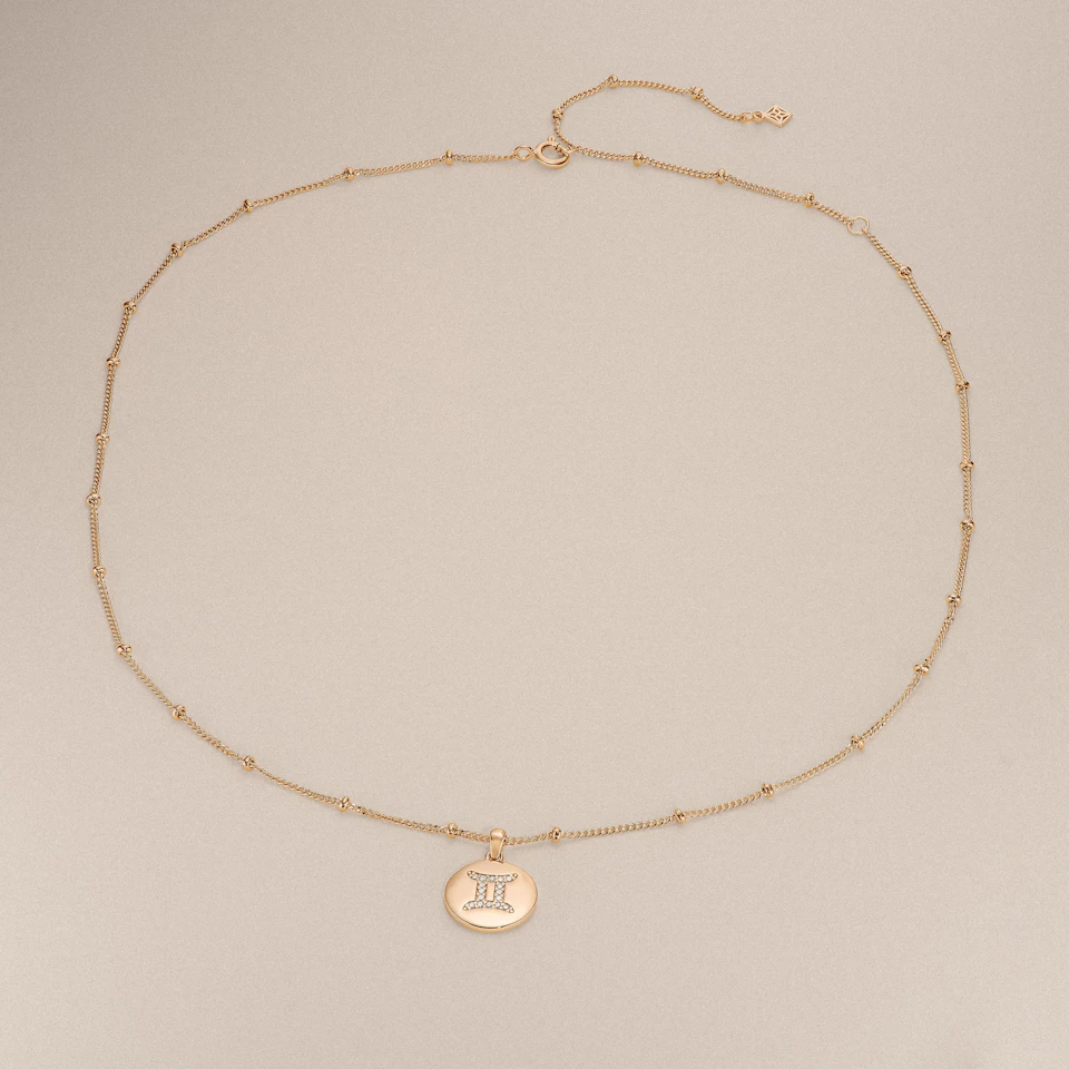 Astrology Gemini 0.07ct Lab Grown Diamond Medallion Pendant Necklace in 18K Gold Vermeil