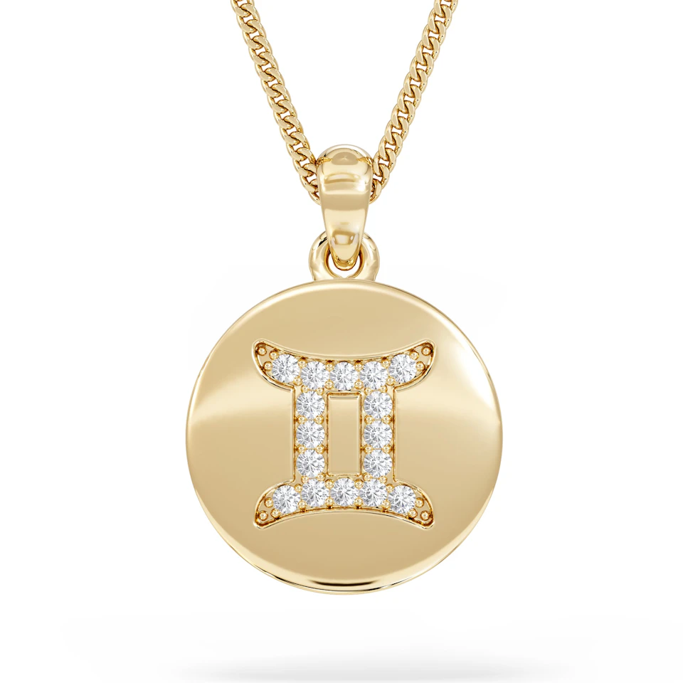 Astrology Gemini 0.07ct Lab Grown Diamond Medallion Pendant Necklace in 18K Gold Vermeil