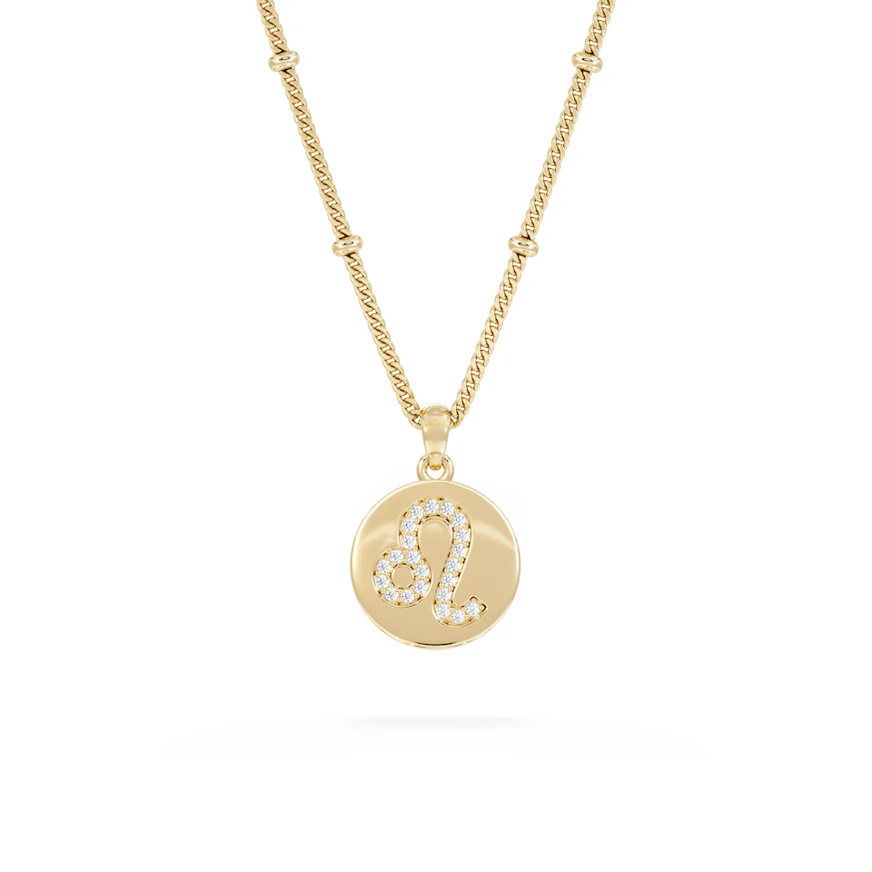 Astrology Leo 0.07ct Lab Grown Diamond Medallion Pendant Necklace in 18K Gold Vermeil
