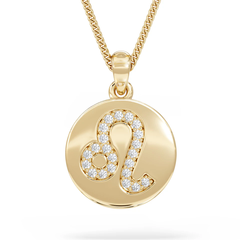 Astrology Leo 0.07ct Lab Grown Diamond Medallion Pendant Necklace in 18K Gold Vermeil