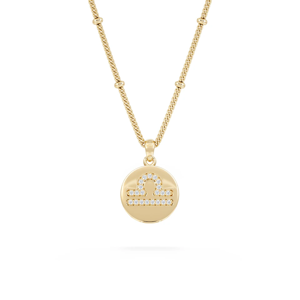 Astrology Libra 0.07ct Lab Grown Diamond Medallion Pendant Necklace in 18K Gold Vermeil