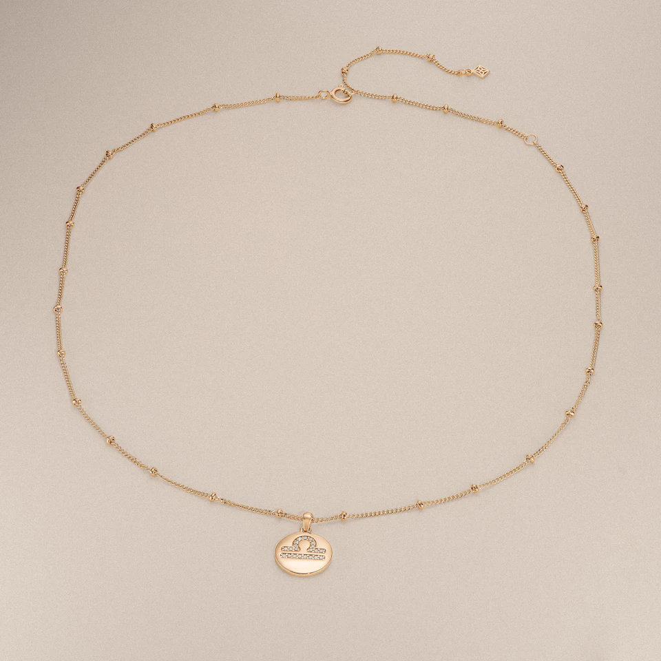 Astrology Libra 0.07ct Lab Grown Diamond Medallion Pendant Necklace in 18K Gold Vermeil