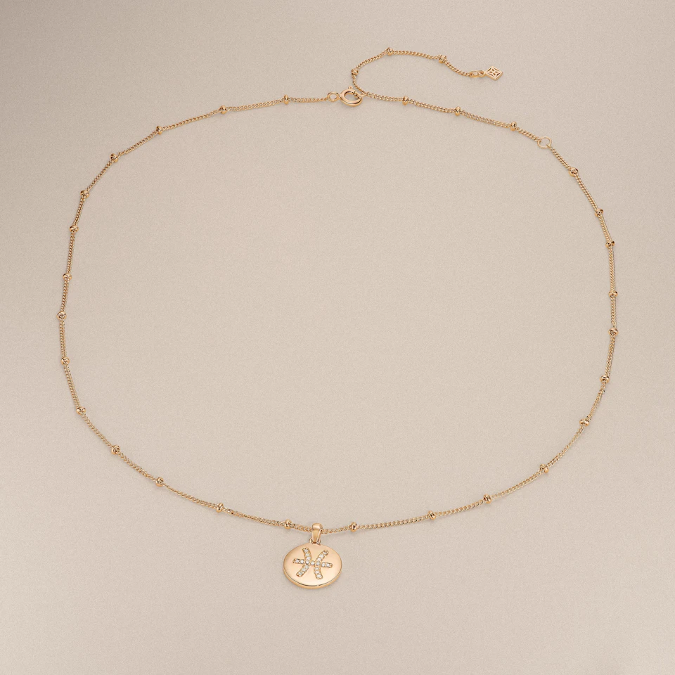 Astrology Pisces 0.07ct Lab Grown Diamond Medallion Pendant Necklace in 18K Gold Vermeil