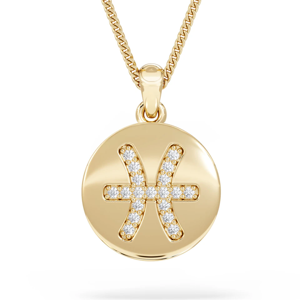 Astrology Pisces 0.07ct Lab Grown Diamond Medallion Pendant Necklace in 18K Gold Vermeil