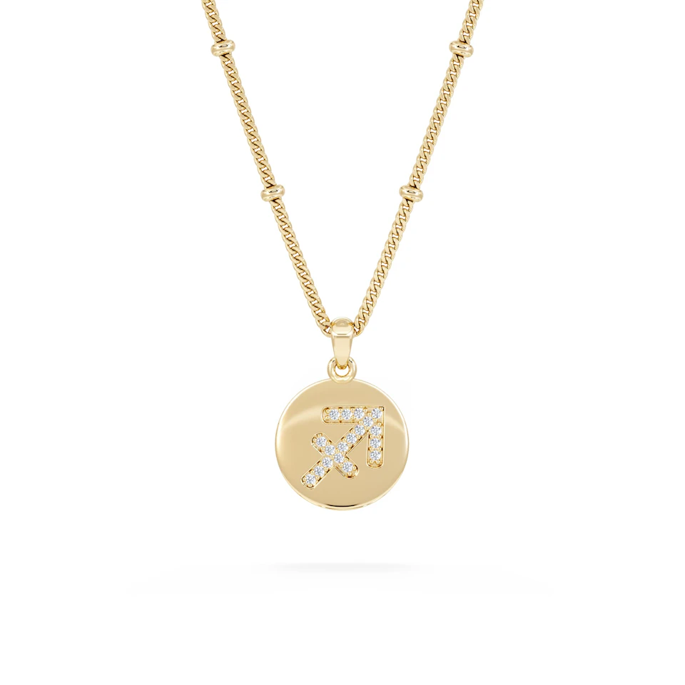 Astrology Sagittarius 0.07ct Lab Grown Diamond Medallion Pendant Necklace in 18K Gold Vermeil