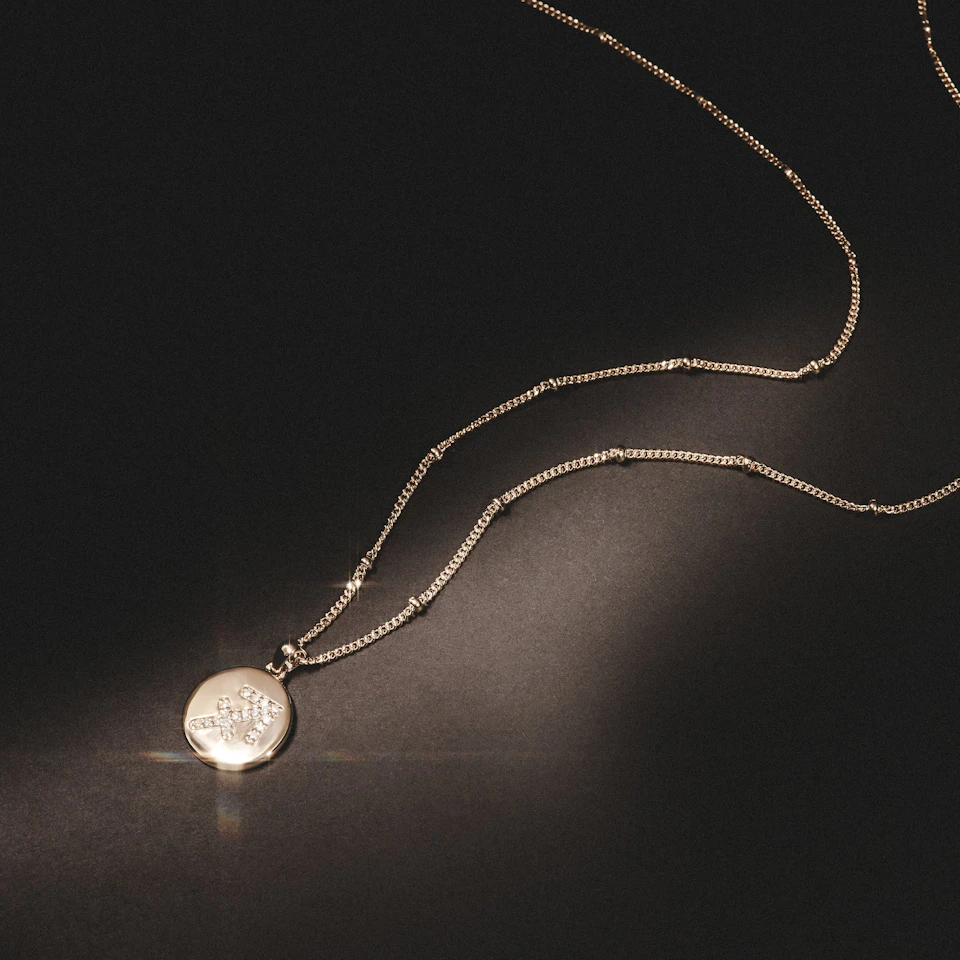 Astrology Sagittarius 0.07ct Lab Grown Diamond Medallion Pendant Necklace in 18K Gold Vermeil