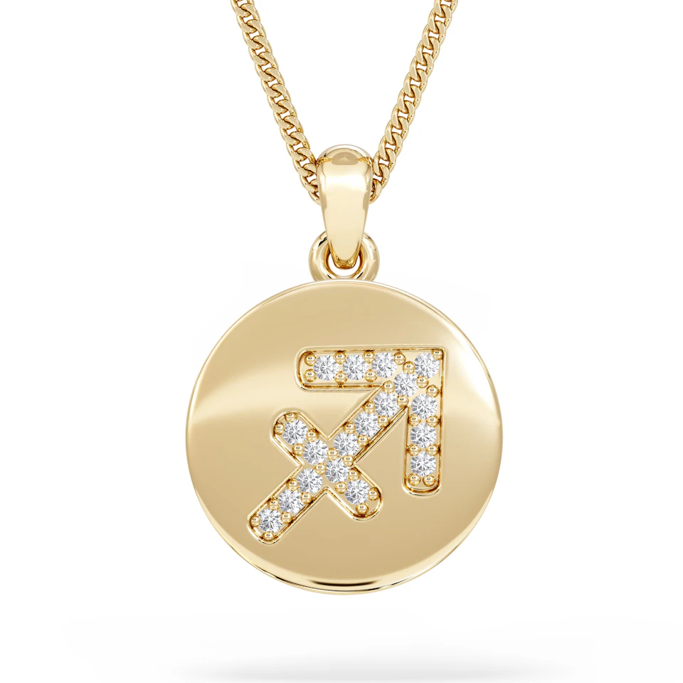 Astrology Sagittarius 0.07ct Lab Grown Diamond Medallion Pendant Necklace in 18K Gold Vermeil