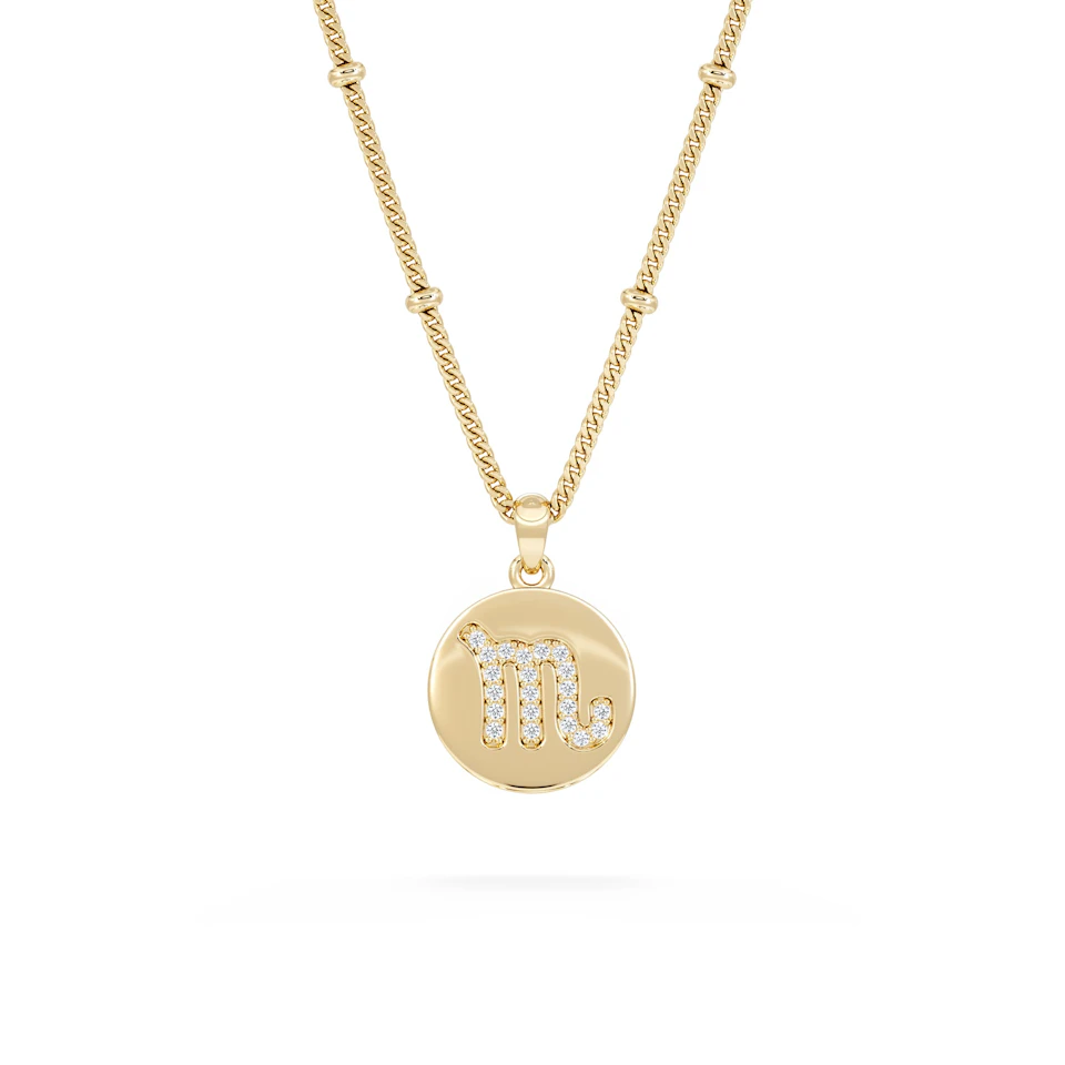 Astrology Scorpio 0.07ct Lab Grown Diamond Medallion Pendant Necklace in 18K Gold Vermeil