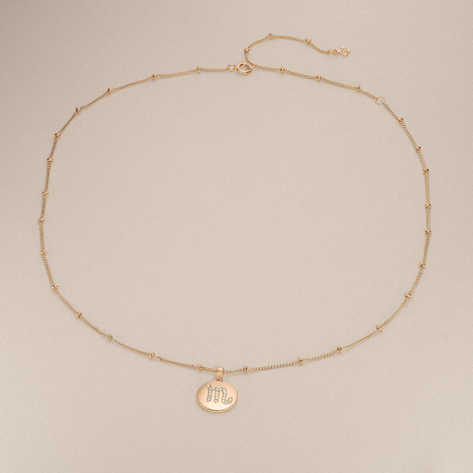 Astrology Scorpio 0.07ct Lab Grown Diamond Medallion Pendant Necklace in 18K Gold Vermeil