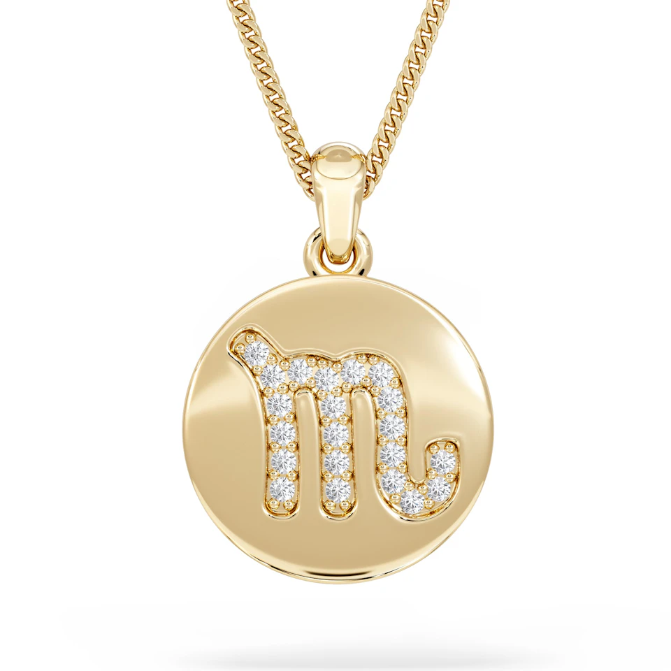 Astrology Scorpio 0.07ct Lab Grown Diamond Medallion Pendant Necklace in 18K Gold Vermeil