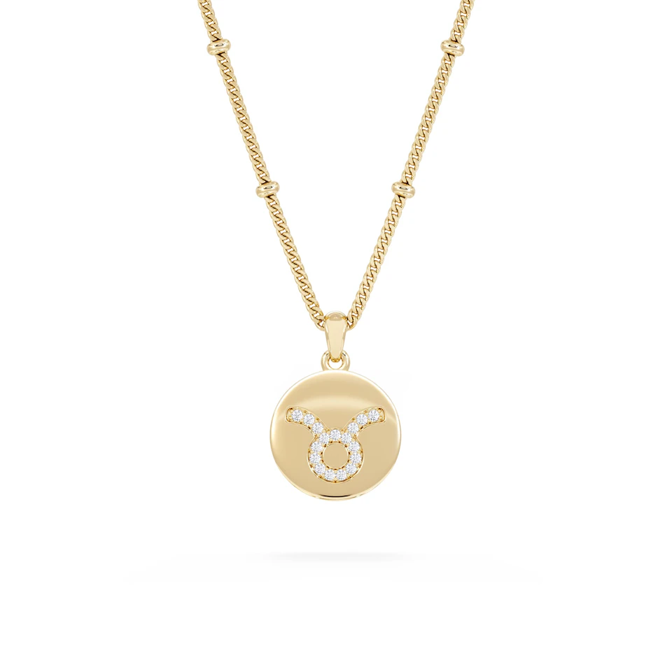 Astrology Taurus 0.07ct Lab Grown Diamond Medallion Pendant Necklace in 18K Gold Vermeil