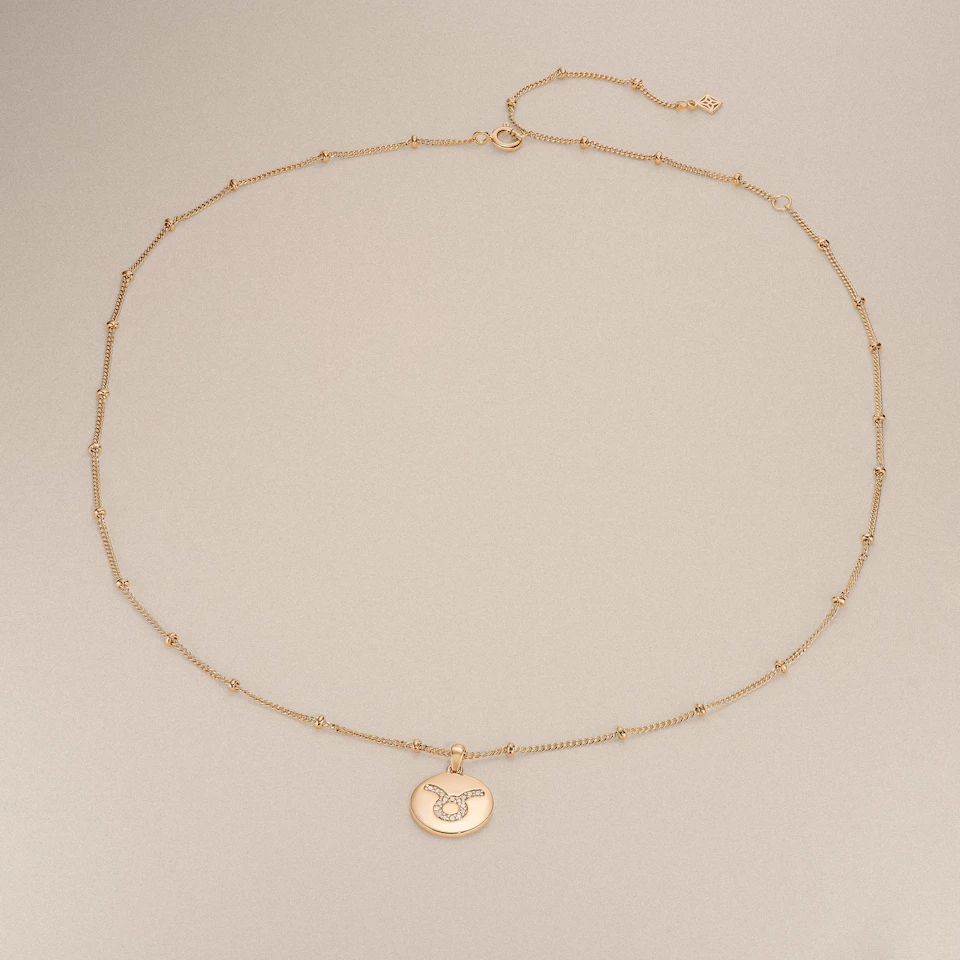 Astrology Taurus 0.07ct Lab Grown Diamond Medallion Pendant Necklace in 18K Gold Vermeil