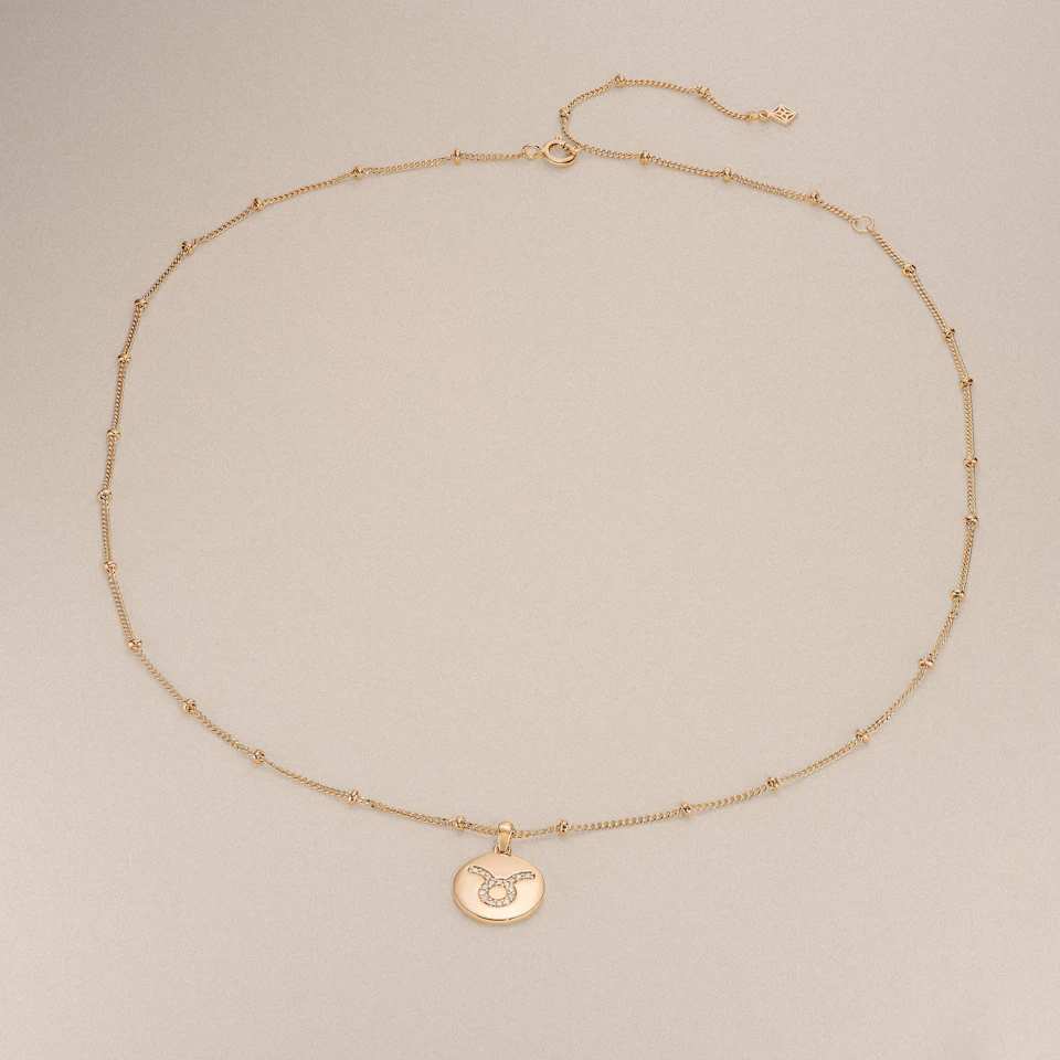 Astrology Taurus 0.07ct Lab Grown Diamond Medallion Pendant Necklace in 18K Gold Vermeil