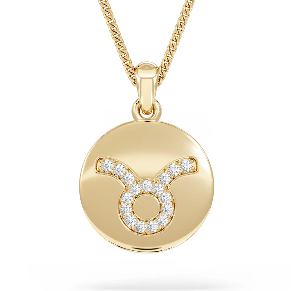Astrology Taurus 0.07ct Lab Grown Diamond Medallion Pendant Necklace in 18K Gold Vermeil