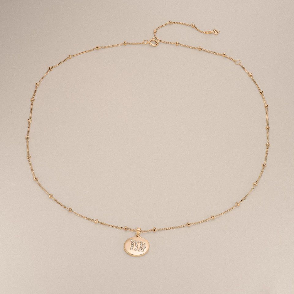 Astrology Virgo 0.07ct Lab Grown Diamond Medallion Pendant Necklace in 18K Gold Vermeil