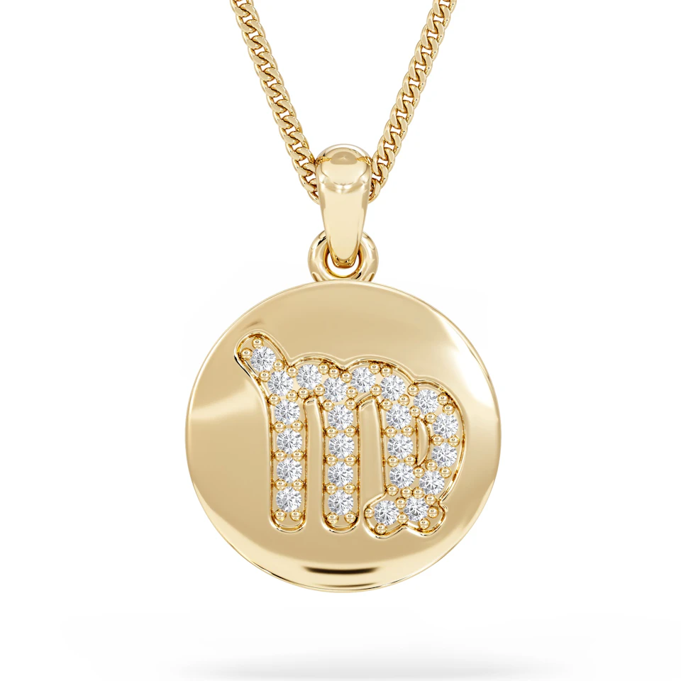 Astrology Virgo 0.07ct Lab Grown Diamond Medallion Pendant Necklace in 18K Gold Vermeil