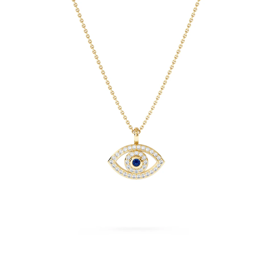 Evil Eye 0.21ct Sapphire and Lab Diamond Pendant Necklace in 18K Gold Vermeil