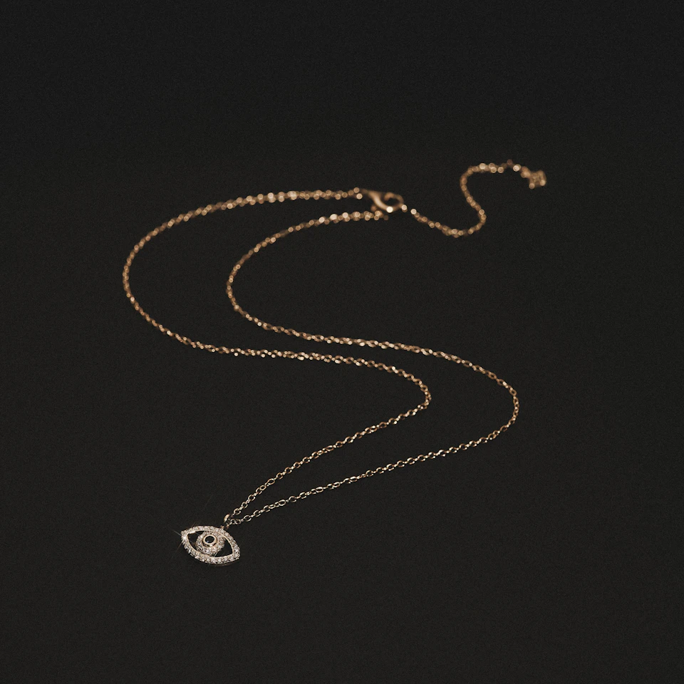 Evil Eye 0.21ct Sapphire and Lab Diamond Pendant Necklace in 18K Gold Vermeil