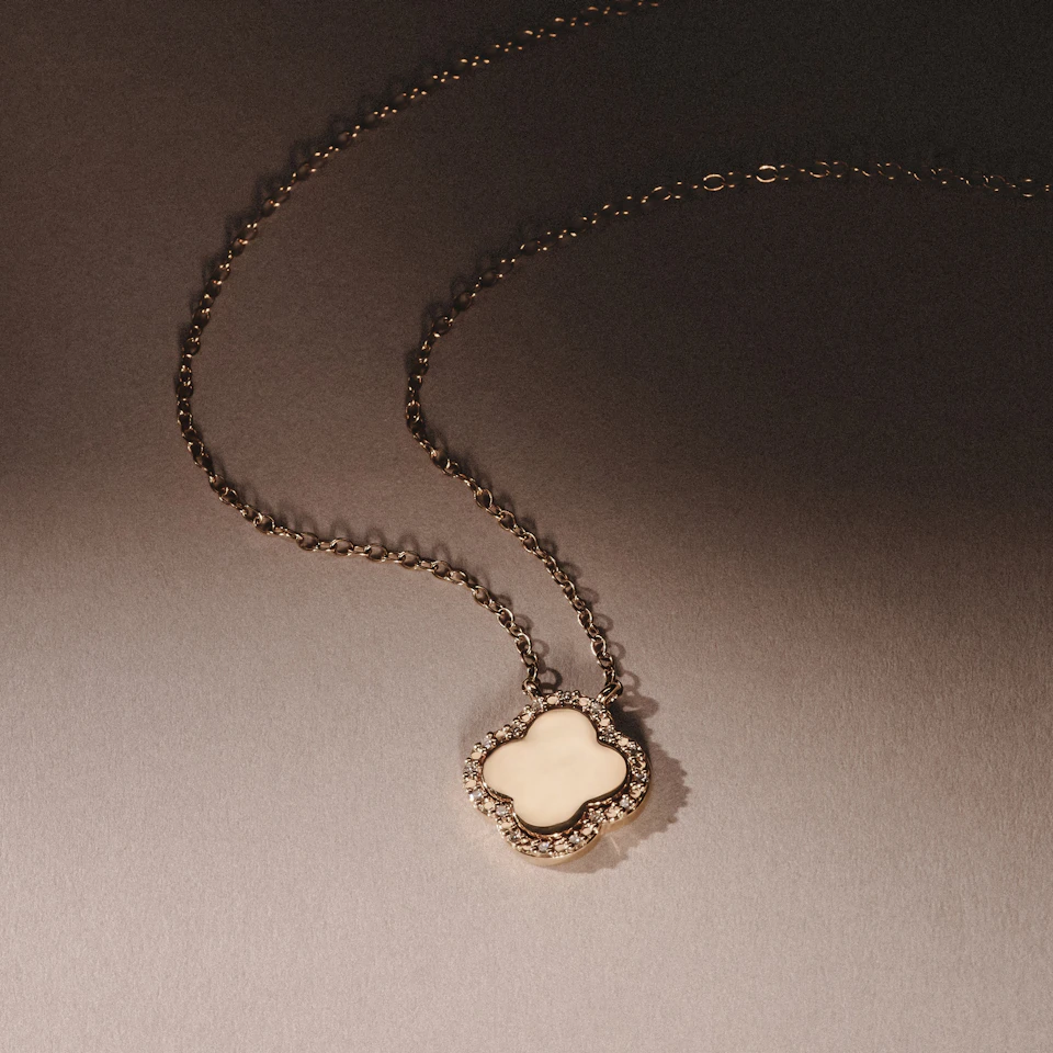 Florence 0.06ct Lab Diamond Halo Necklace in 18K Gold Vermeil