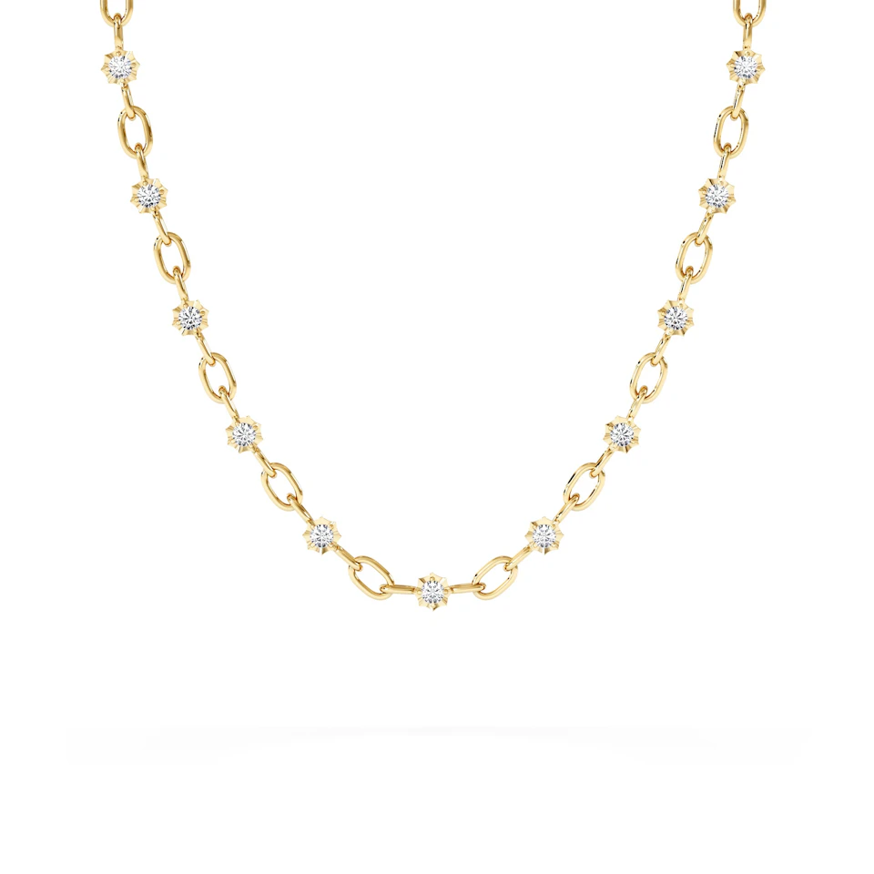 Bound Lab Diamond Link Necklace 0.87ct Round Cut in 18K Gold Vermeil
