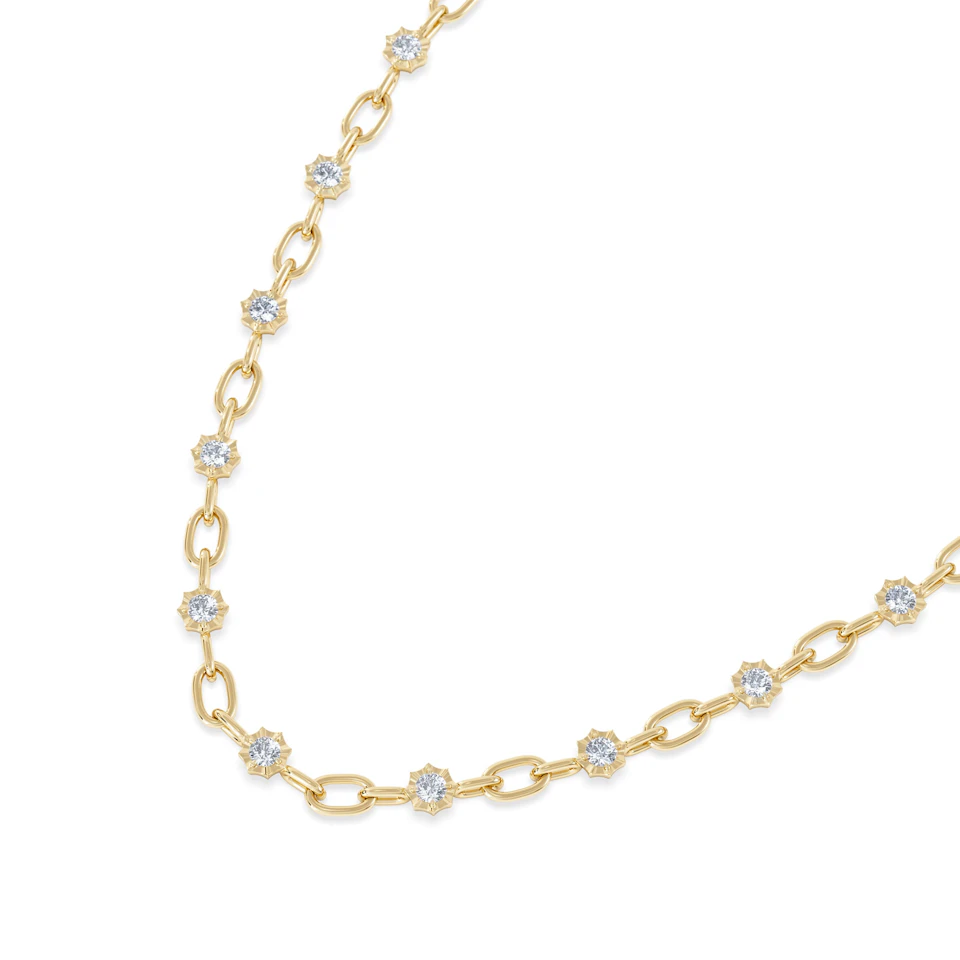 Bound Lab Diamond Link Necklace 0.87ct Round Cut in 18K Gold Vermeil