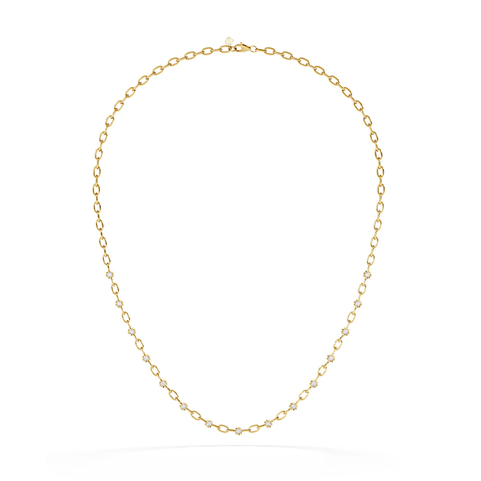 Bound Lab Diamond Link Necklace 0.87ct Round Cut in 18K Gold Vermeil