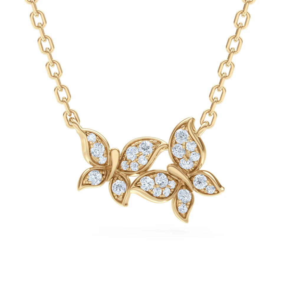 Papillon 0.20ct Lab Diamond Necklace 18K Gold Vermeil
